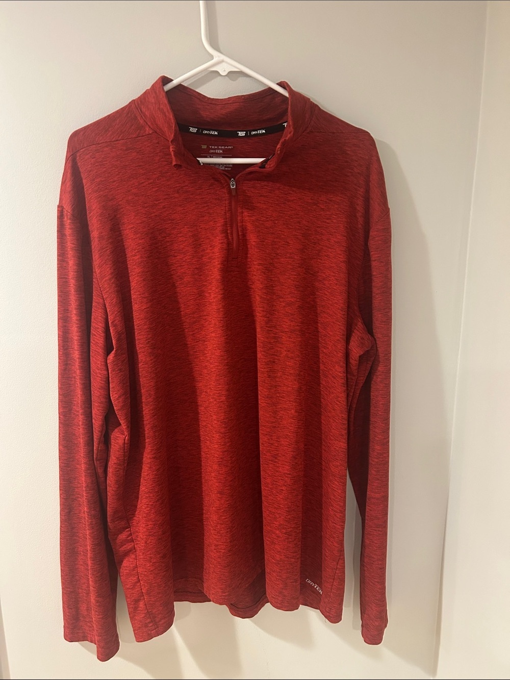 tek gear Red Heathered Quarter-Zip Pullover